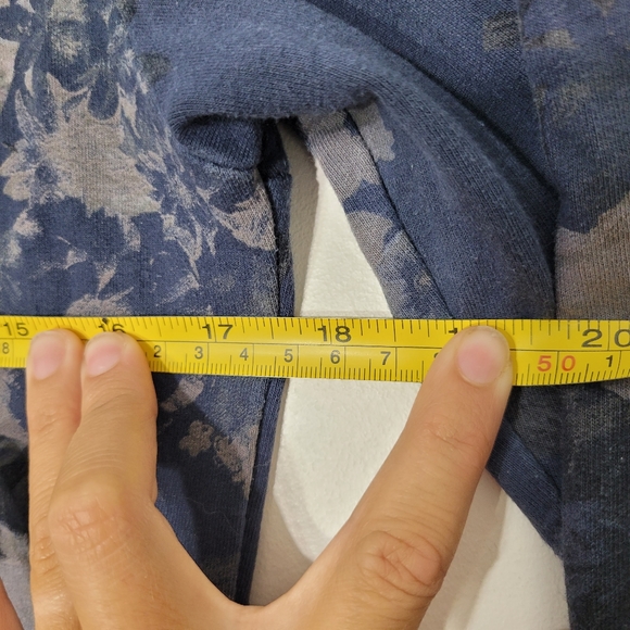 Blue Floral Print Women Jogger Dress Oversized Loose Fix Cut Off Trim 3/4 Sleeve - Picture 5 of 9